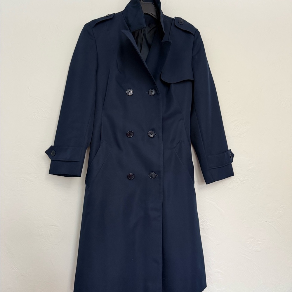 Vintage Navy Double-Breasted Women's Trench Coat
